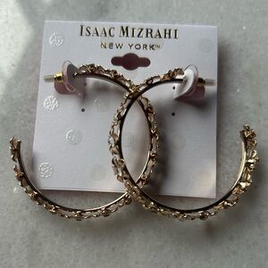 Isaac Mizrahi Floral Open Hoop Earrings